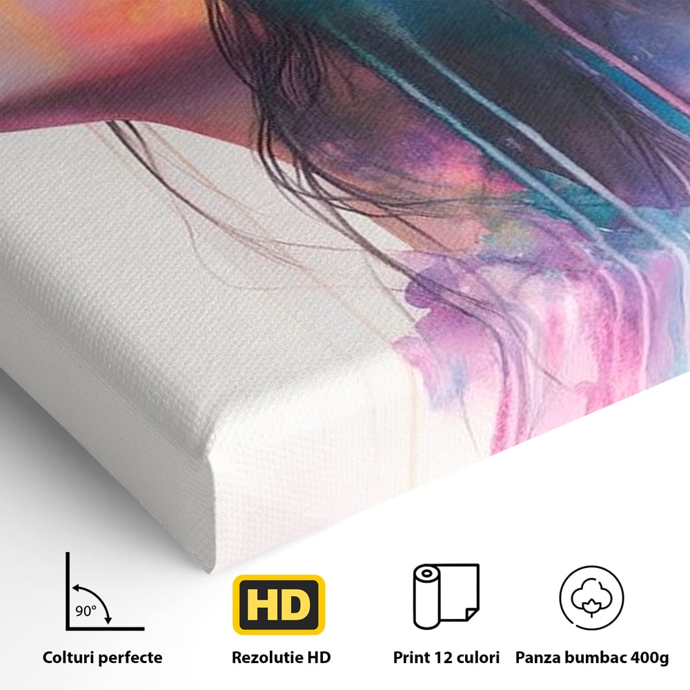 Leinwand Premium Canvas Wall Art, LuxCanva® G1136, Garten der Seele, Weiblich, Blumen, Natur, Prospetime, Kunst, Traum, Träumen, Magie, Farbe, Farbe, Geheimnis, Pastell, Strauß, Profil, Büro, Wohnen