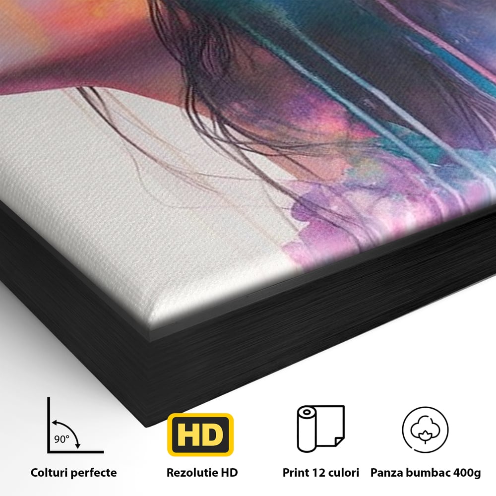 Leinwand Premium Canvas Wall Art, LuxCanva® G1136, Garten der Seele, Weiblich, Blumen, Natur, Prospetime, Kunst, Traum, Träumen, Magie, Farbe, Farbe, Geheimnis, Pastell, Strauß, Profil, Büro, Wohnen