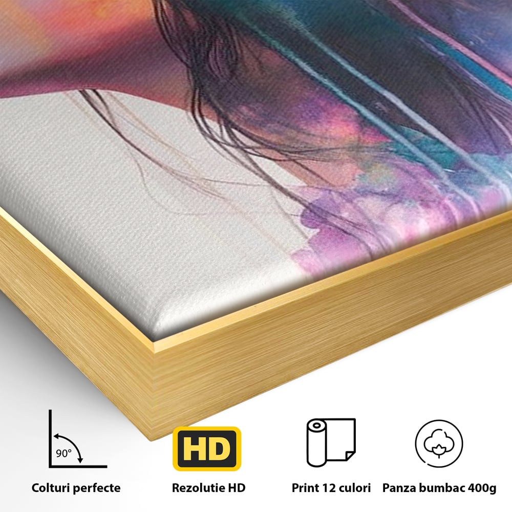 Leinwand Premium Canvas Wall Art, LuxCanva® G1136, Garten der Seele, Weiblich, Blumen, Natur, Prospetime, Kunst, Traum, Träumen, Magie, Farbe, Farbe, Geheimnis, Pastell, Strauß, Profil, Büro, Wohnen