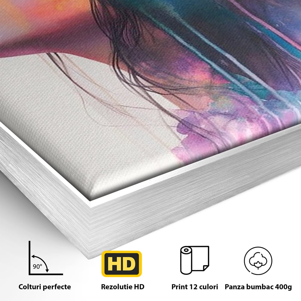 Leinwand Premium Canvas Wall Art, LuxCanva® G1136, Garten der Seele, Weiblich, Blumen, Natur, Prospetime, Kunst, Traum, Träumen, Magie, Farbe, Farbe, Geheimnis, Pastell, Strauß, Profil, Büro, Wohnen