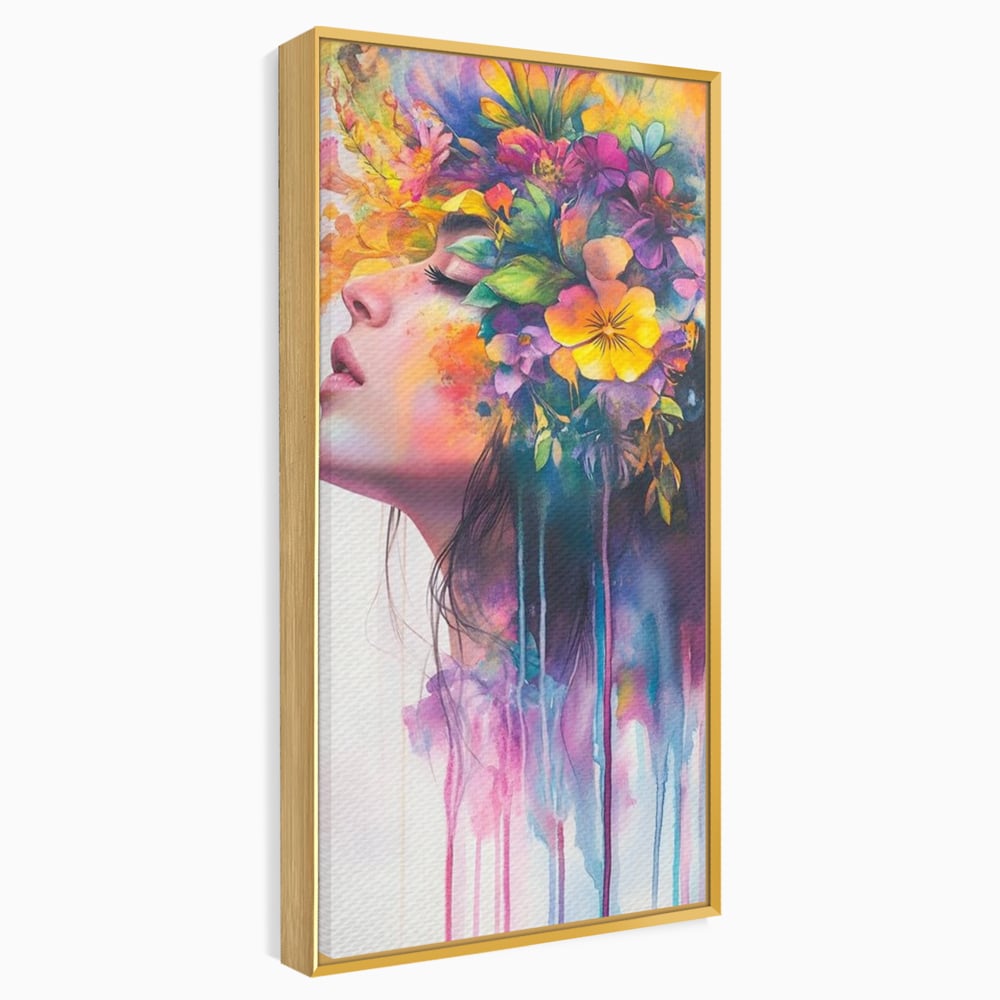 Leinwand Premium Canvas Wall Art, LuxCanva® G1136, Garten der Seele, Weiblich, Blumen, Natur, Prospetime, Kunst, Traum, Träumen, Magie, Farbe, Farbe, Geheimnis, Pastell, Strauß, Profil, Büro, Wohnen