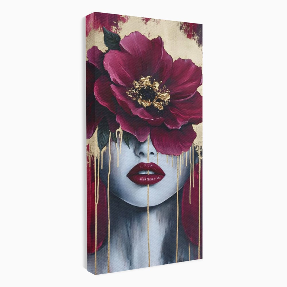 Tablou Canvas Premium, LuxCanva® G1139, Chipul Ascuns, Timiditate, Mov, Violet, Buze, Rafinament, Artistic, Lux, Pasiune, Noblete, Regina, Unicitate, Glamour, Birou, Living