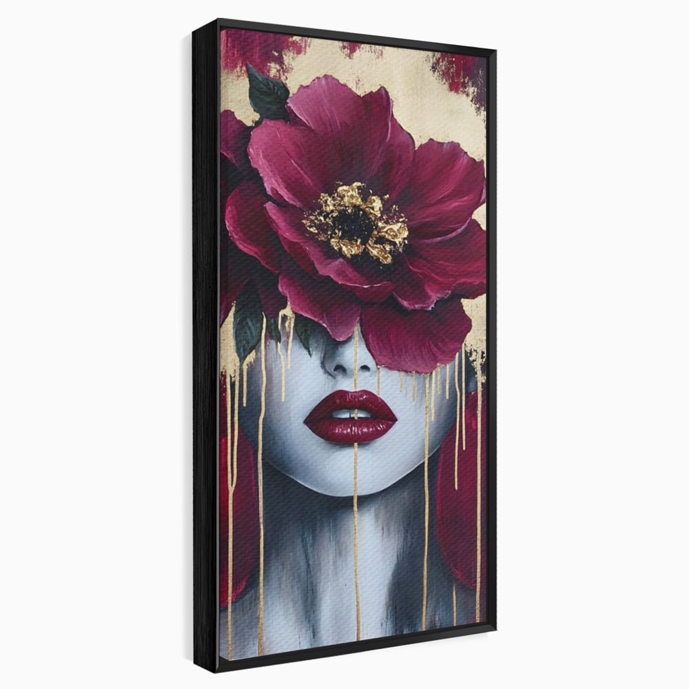 Tablou Canvas Premium, LuxCanva® G1139, Chipul Ascuns, Timiditate, Mov, Violet, Buze, Rafinament, Artistic, Lux, Pasiune, Noblete, Regina, Unicitate, Glamour, Birou, Living