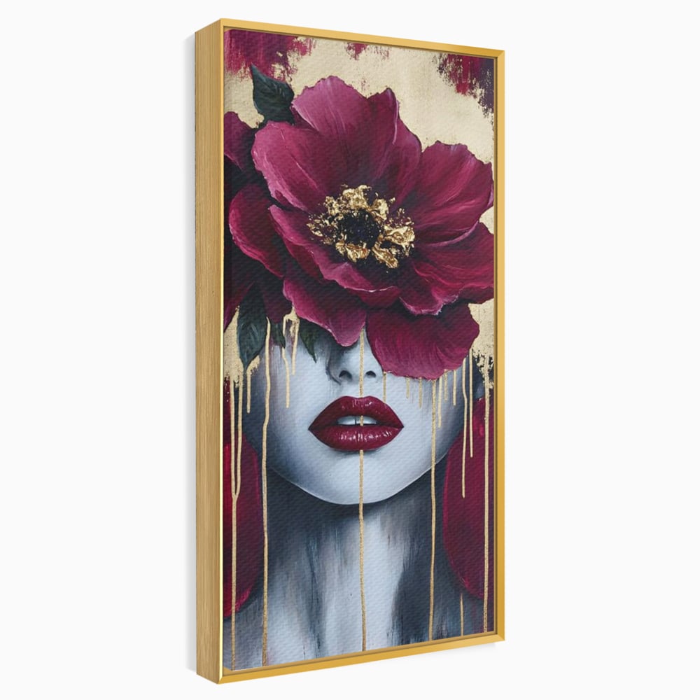 Tablou Canvas Premium, LuxCanva® G1139, Chipul Ascuns, Timiditate, Mov, Violet, Buze, Rafinament, Artistic, Lux, Pasiune, Noblete, Regina, Unicitate, Glamour, Birou, Living