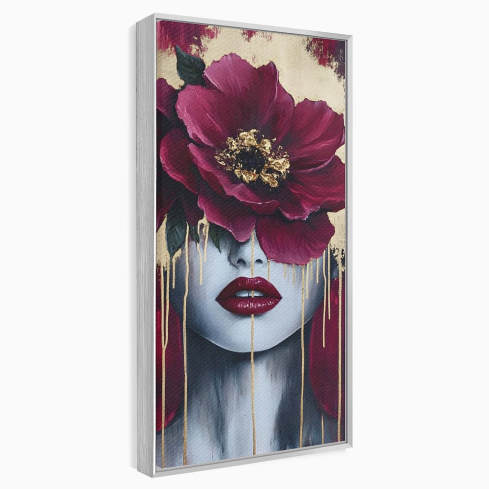 Tablou Canvas Premium, LuxCanva® G1139, Chipul Ascuns, Timiditate, Mov, Violet, Buze, Rafinament, Artistic, Lux, Pasiune, Noblete, Regina, Unicitate, Glamour, Birou, Living