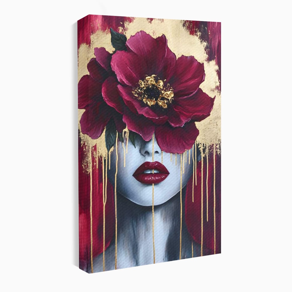 Tablou Canvas Premium, LuxCanva® G1139, Chipul Ascuns, Timiditate, Mov, Violet, Buze, Rafinament, Artistic, Lux, Pasiune, Noblete, Regina, Unicitate, Glamour, Birou, Living