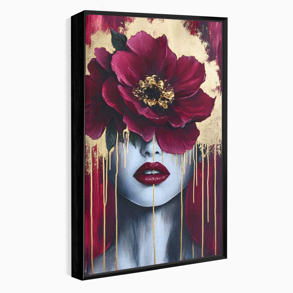 Tablou Canvas Premium, LuxCanva® G1139, Chipul Ascuns, Timiditate, Mov, Violet, Buze, Rafinament, Artistic, Lux, Pasiune, Noblete, Regina, Unicitate, Glamour, Birou, Living