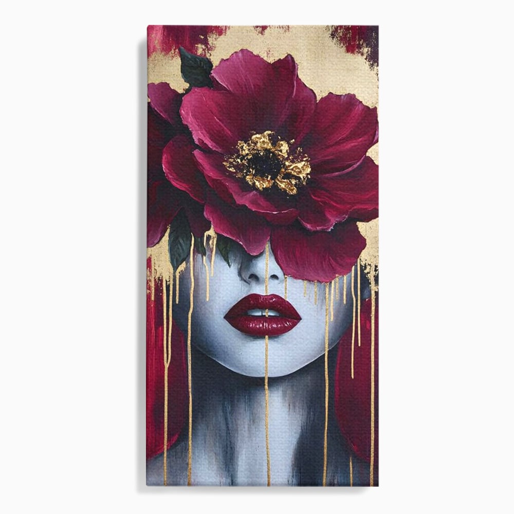 Tablou Canvas Premium, LuxCanva® G1139, Chipul Ascuns, Timiditate, Mov, Violet, Buze, Rafinament, Artistic, Lux, Pasiune, Noblete, Regina, Unicitate, Glamour, Birou, Living