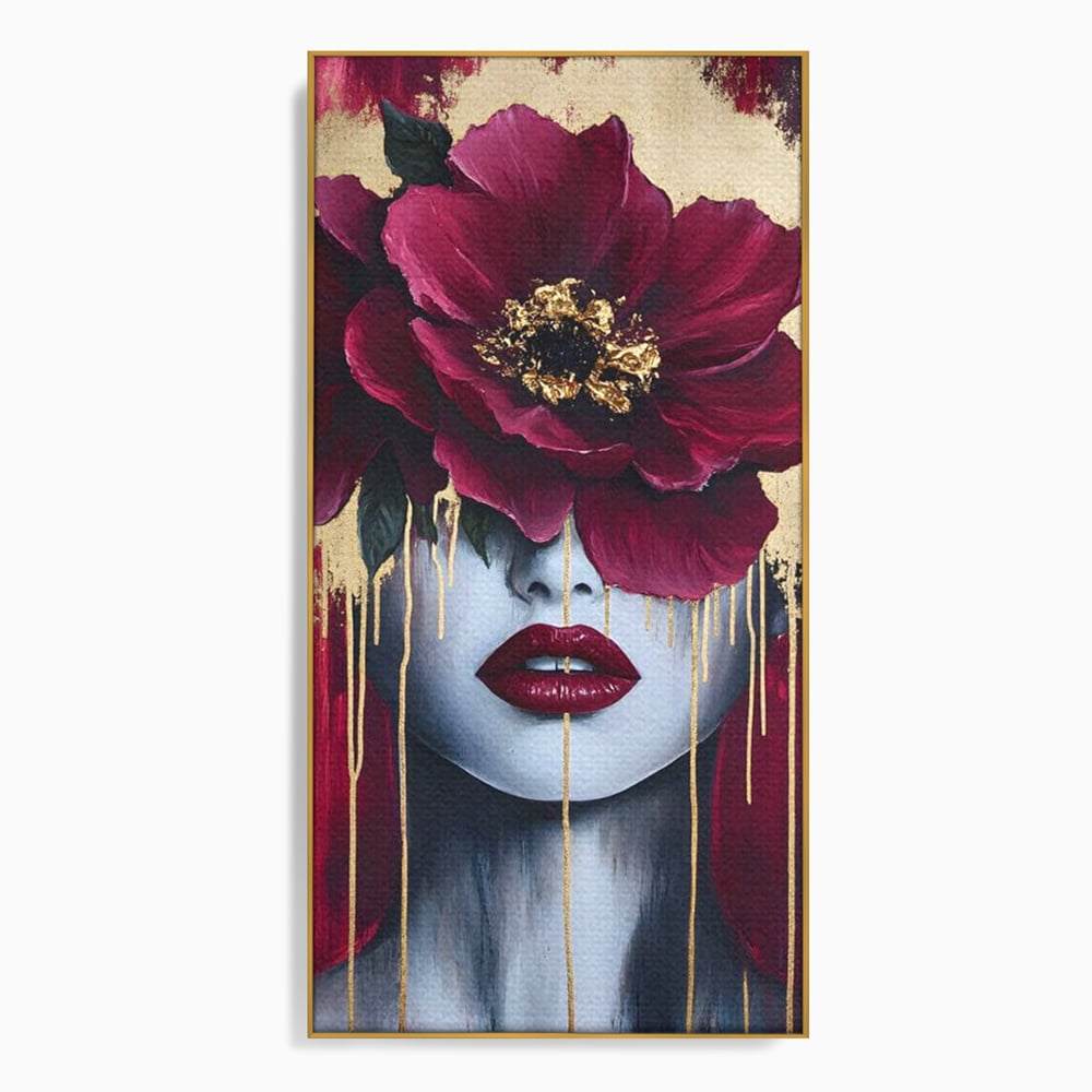 Tablou Canvas Premium, LuxCanva® G1139, Chipul Ascuns, Timiditate, Mov, Violet, Buze, Rafinament, Artistic, Lux, Pasiune, Noblete, Regina, Unicitate, Glamour, Birou, Living