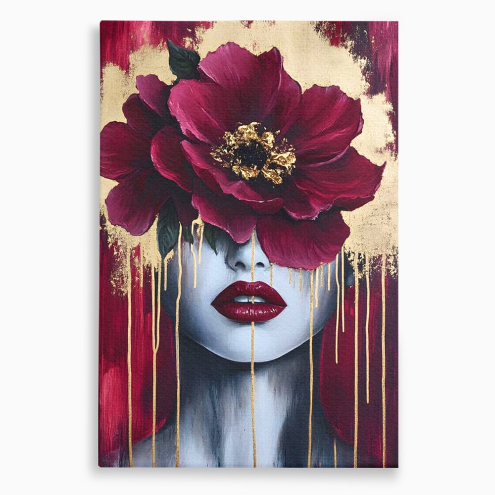 Tablou Canvas Premium, LuxCanva® G1139, Chipul Ascuns, Timiditate, Mov, Violet, Buze, Rafinament, Artistic, Lux, Pasiune, Noblete, Regina, Unicitate, Glamour, Birou, Living