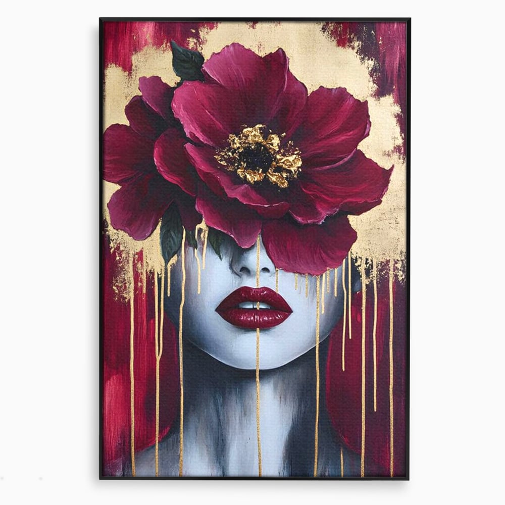 Tablou Canvas Premium, LuxCanva® G1139, Chipul Ascuns, Timiditate, Mov, Violet, Buze, Rafinament, Artistic, Lux, Pasiune, Noblete, Regina, Unicitate, Glamour, Birou, Living