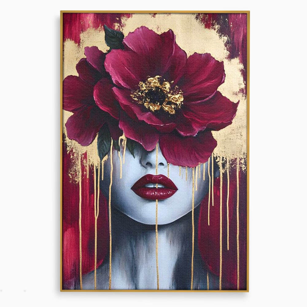 Tablou Canvas Premium, LuxCanva® G1139, Chipul Ascuns, Timiditate, Mov, Violet, Buze, Rafinament, Artistic, Lux, Pasiune, Noblete, Regina, Unicitate, Glamour, Birou, Living