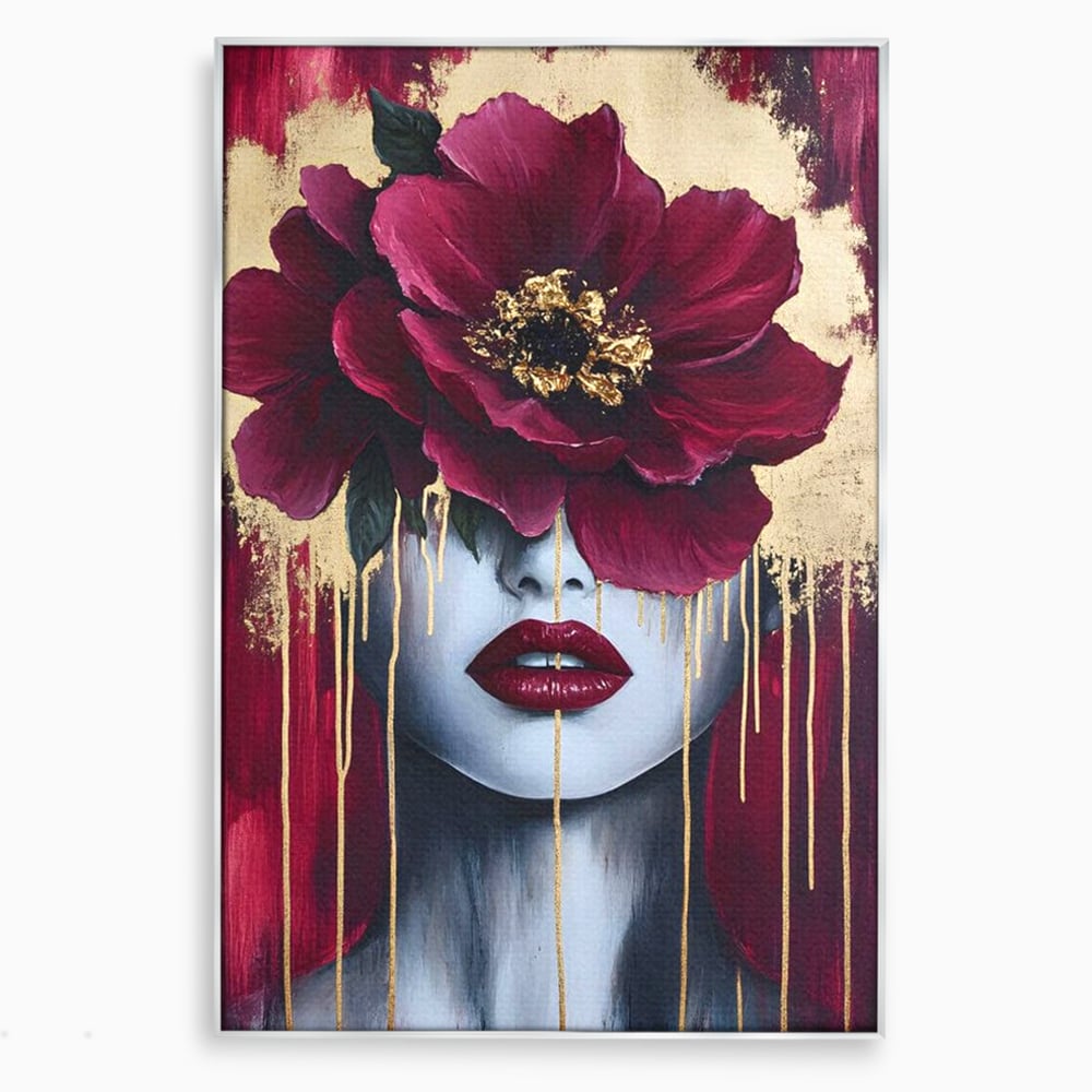 Tablou Canvas Premium, LuxCanva® G1139, Chipul Ascuns, Timiditate, Mov, Violet, Buze, Rafinament, Artistic, Lux, Pasiune, Noblete, Regina, Unicitate, Glamour, Birou, Living