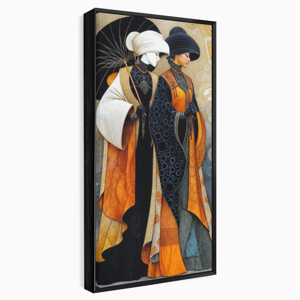 Tablou Canvas Premium, LuxCanva® G1140, Fiicele Vantului Asiatic, Arta, Decorativa, Rafinat, Costum, Traditional, Asiatic, Umbrela, Simbolism, Plimbare, Prietenie, Birou, Living