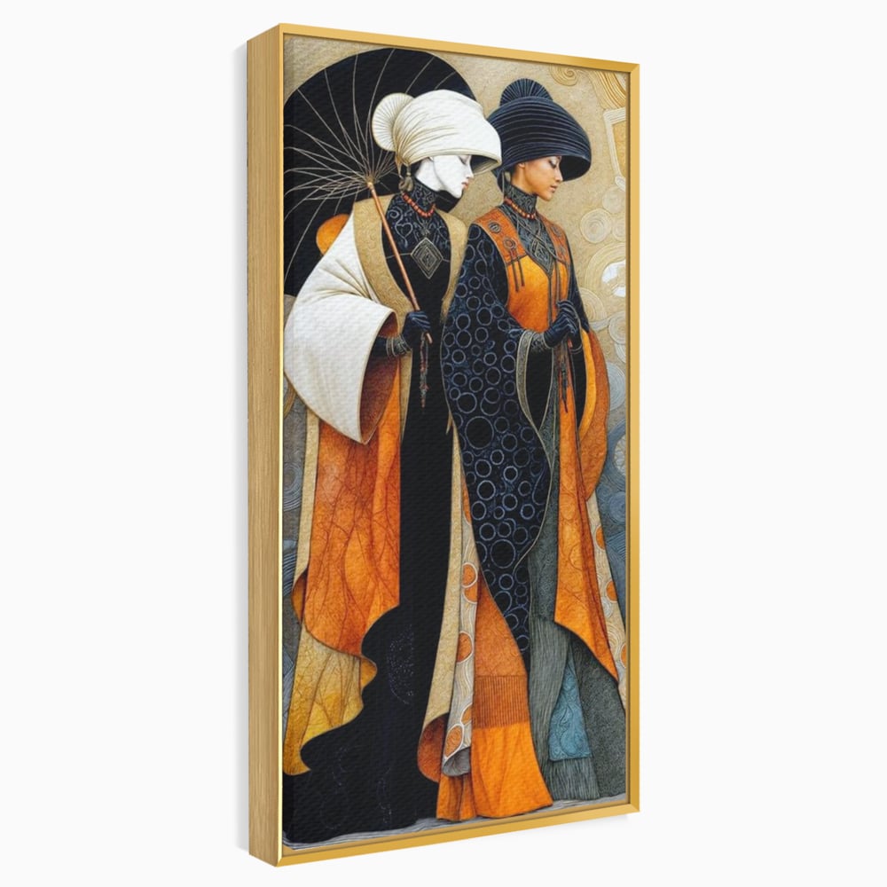 Tablou Canvas Premium, LuxCanva® G1140, Fiicele Vantului Asiatic, Arta, Decorativa, Rafinat, Costum, Traditional, Asiatic, Umbrela, Simbolism, Plimbare, Prietenie, Birou, Living