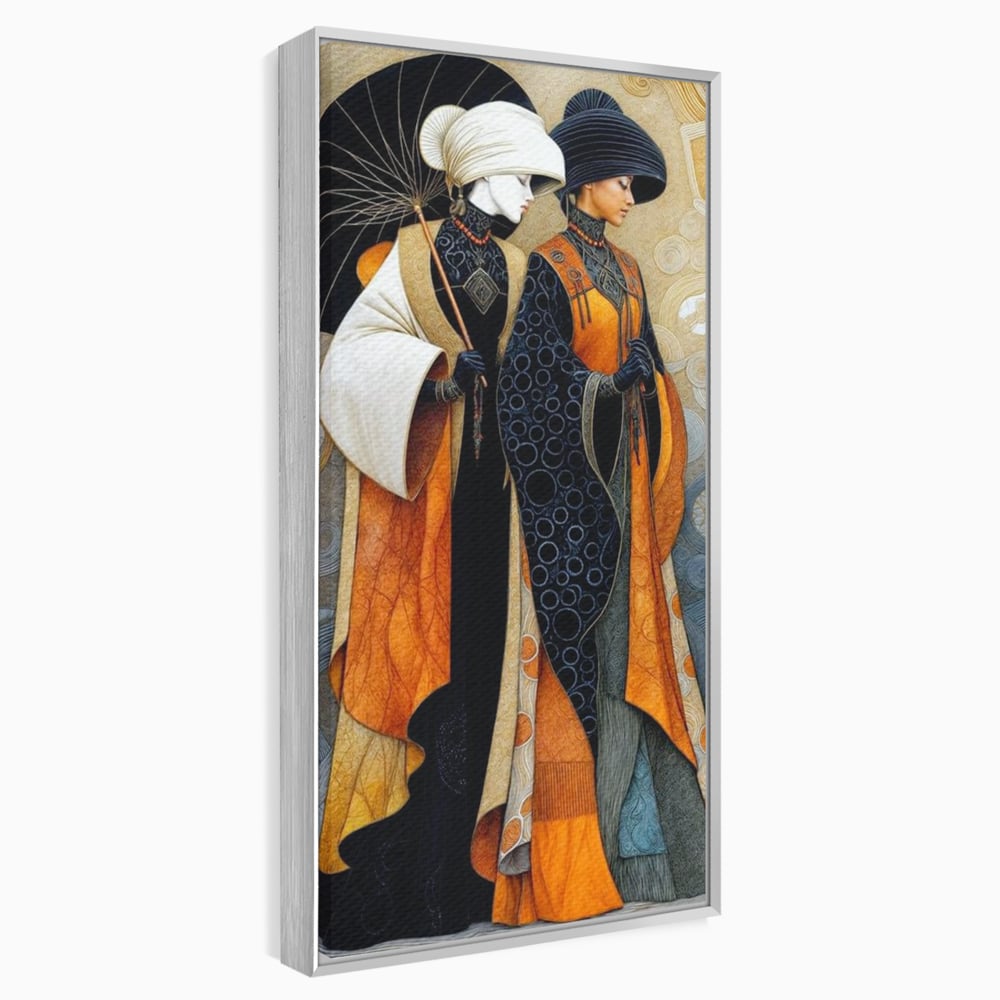 Tablou Canvas Premium, LuxCanva® G1140, Fiicele Vantului Asiatic, Arta, Decorativa, Rafinat, Costum, Traditional, Asiatic, Umbrela, Simbolism, Plimbare, Prietenie, Birou, Living