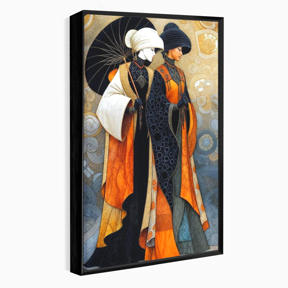 Tablou Canvas Premium, LuxCanva® G1140, Fiicele Vantului Asiatic, Arta, Decorativa, Rafinat, Costum, Traditional, Asiatic, Umbrela, Simbolism, Plimbare, Prietenie, Birou, Living