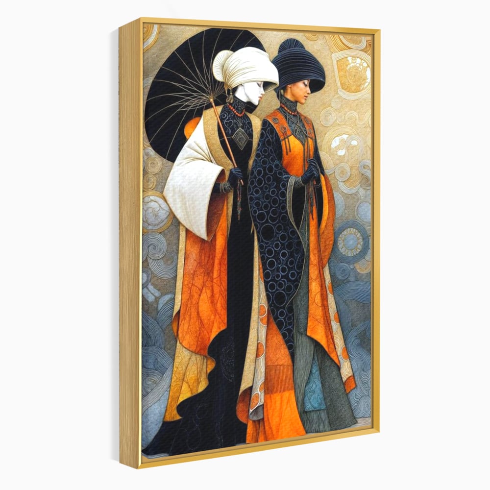 Tablou Canvas Premium, LuxCanva® G1140, Fiicele Vantului Asiatic, Arta, Decorativa, Rafinat, Costum, Traditional, Asiatic, Umbrela, Simbolism, Plimbare, Prietenie, Birou, Living