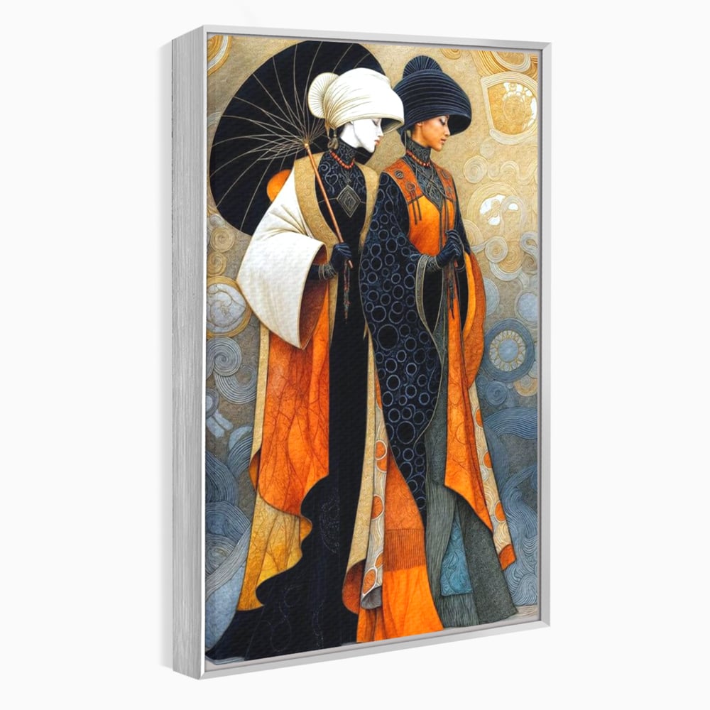 Tablou Canvas Premium, LuxCanva® G1140, Fiicele Vantului Asiatic, Arta, Decorativa, Rafinat, Costum, Traditional, Asiatic, Umbrela, Simbolism, Plimbare, Prietenie, Birou, Living