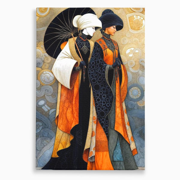 Tablou Canvas Premium, LuxCanva® G1140, Fiicele Vantului Asiatic, Arta, Decorativa, Rafinat, Costum, Traditional, Asiatic, Umbrela, Simbolism, Plimbare, Prietenie, Birou, Living