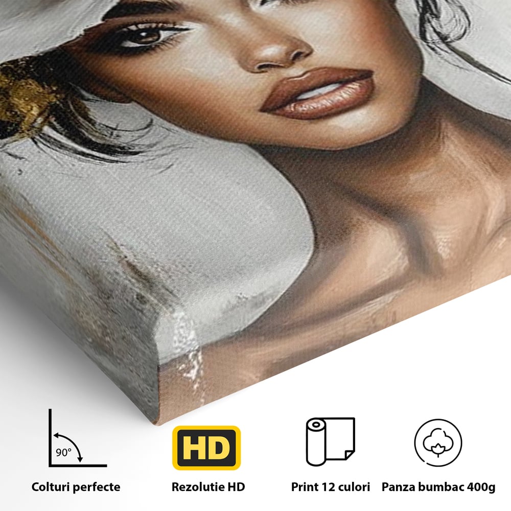 Tablou Canvas Premium, LuxCanva® G1142, Zeita Primaverii Eterne, Regina, Flori, Noblete, Aur, Puritate, Atemporal, Gratie, Aura, Senzualitate, Delicatete, Birou, Living