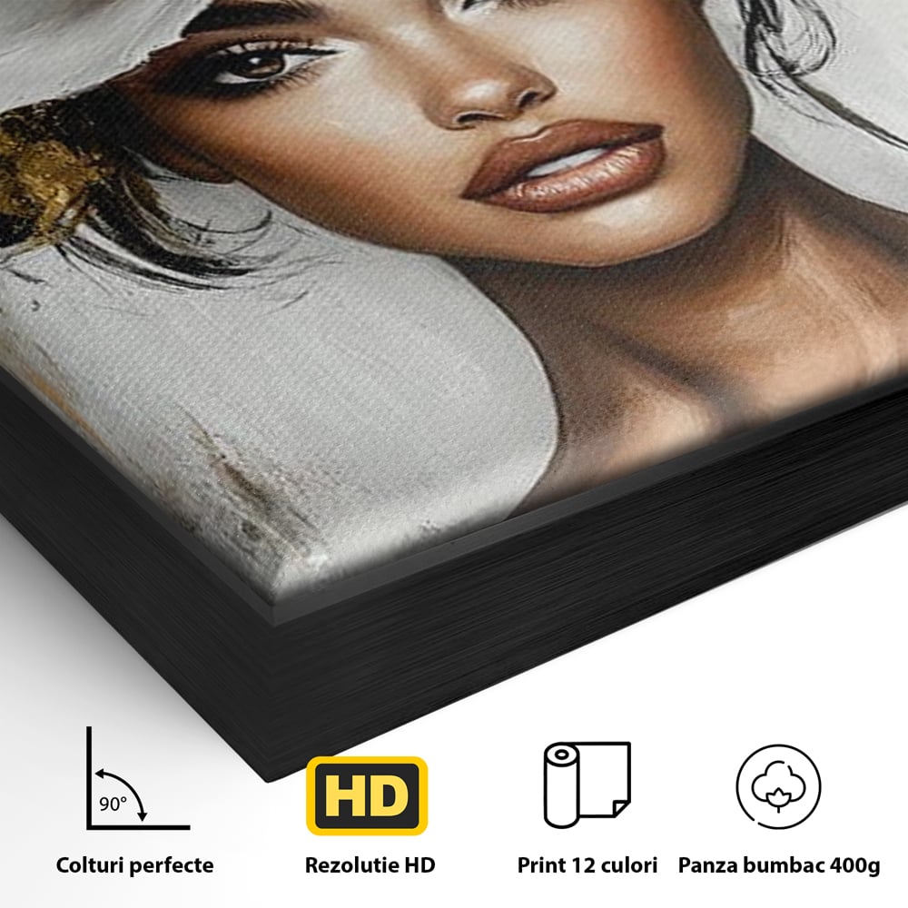Tablou Canvas Premium, LuxCanva® G1142, Zeita Primaverii Eterne, Regina, Flori, Noblete, Aur, Puritate, Atemporal, Gratie, Aura, Senzualitate, Delicatete, Birou, Living