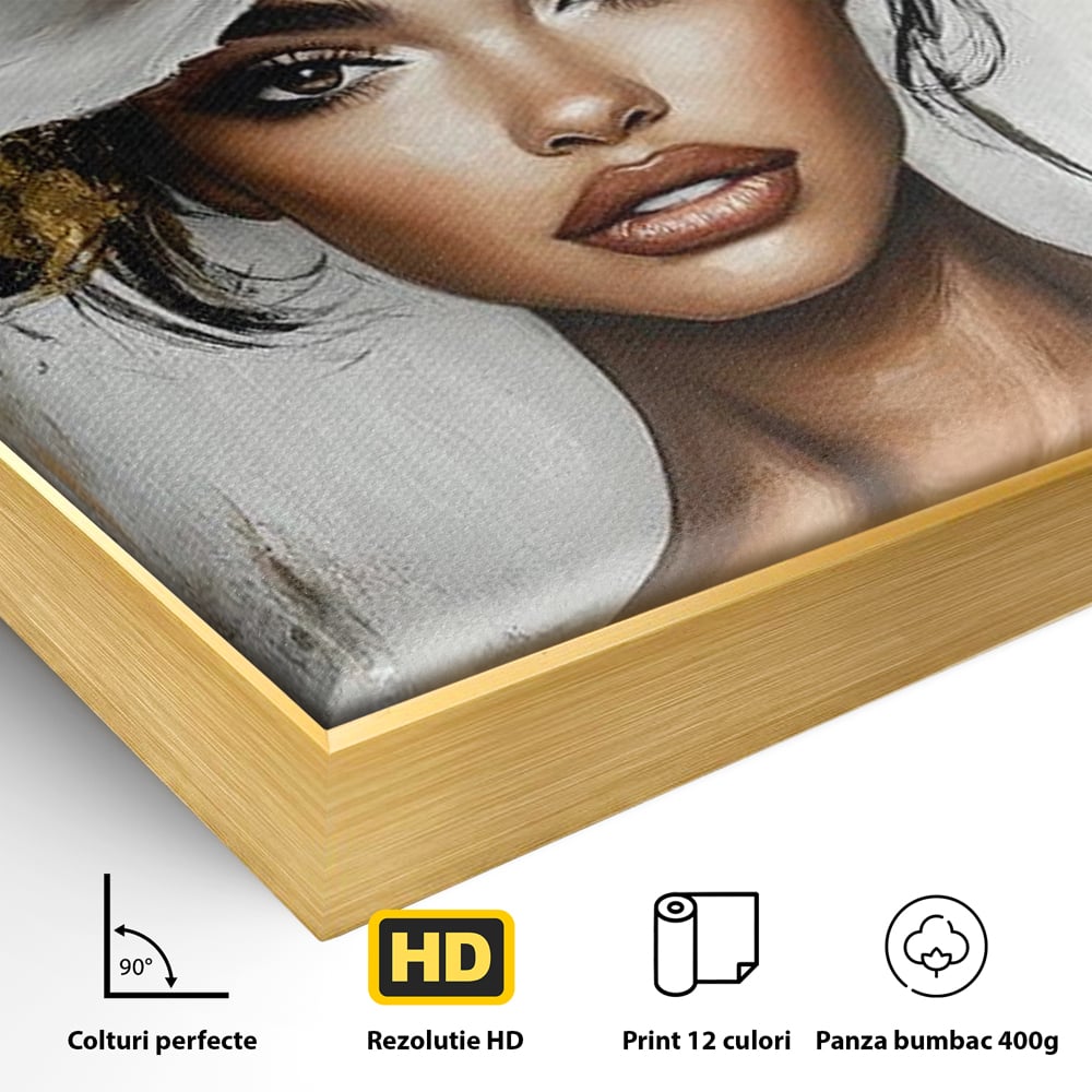 Tablou Canvas Premium, LuxCanva® G1142, Zeita Primaverii Eterne, Regina, Flori, Noblete, Aur, Puritate, Atemporal, Gratie, Aura, Senzualitate, Delicatete, Birou, Living