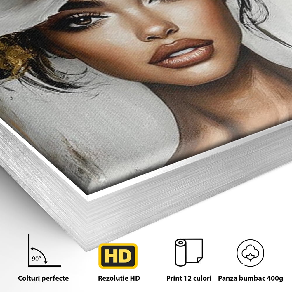 Tablou Canvas Premium, LuxCanva® G1142, Zeita Primaverii Eterne, Regina, Flori, Noblete, Aur, Puritate, Atemporal, Gratie, Aura, Senzualitate, Delicatete, Birou, Living