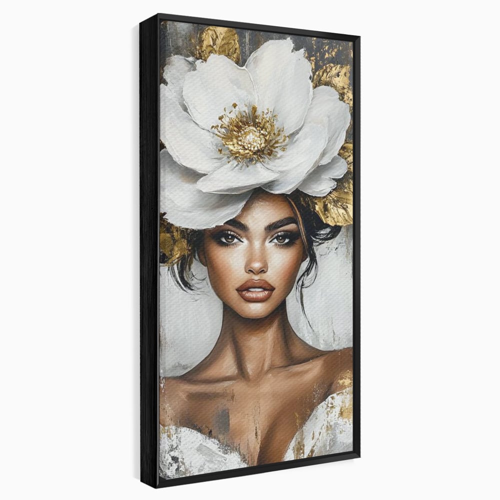 Tablou Canvas Premium, LuxCanva® G1142, Zeita Primaverii Eterne, Regina, Flori, Noblete, Aur, Puritate, Atemporal, Gratie, Aura, Senzualitate, Delicatete, Birou, Living