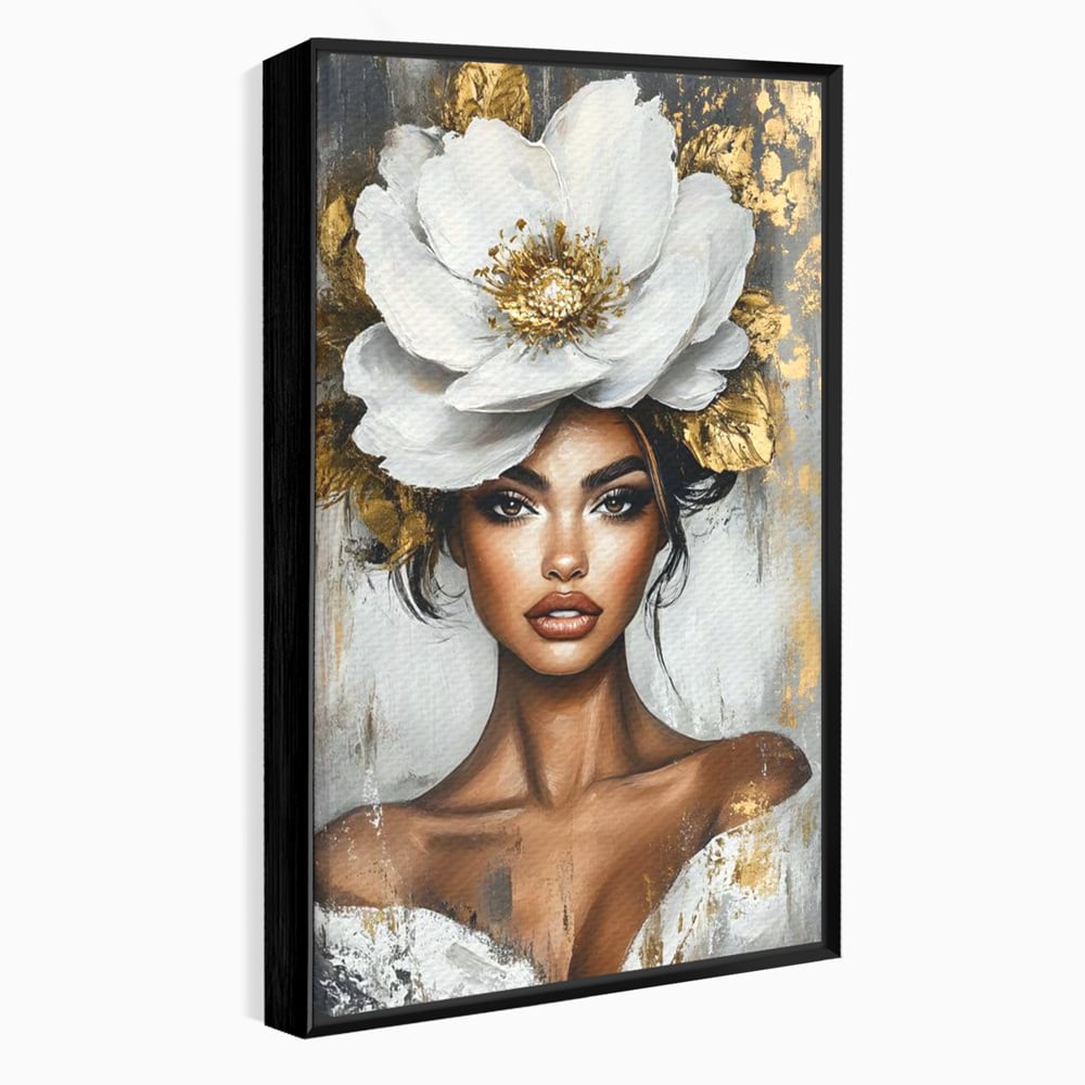 Tablou Canvas Premium, LuxCanva® G1142, Zeita Primaverii Eterne, Regina, Flori, Noblete, Aur, Puritate, Atemporal, Gratie, Aura, Senzualitate, Delicatete, Birou, Living