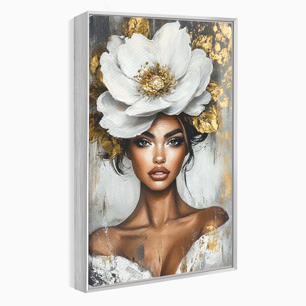 Tablou Canvas Premium, LuxCanva® G1142, Zeita Primaverii Eterne, Regina, Flori, Noblete, Aur, Puritate, Atemporal, Gratie, Aura, Senzualitate, Delicatete, Birou, Living