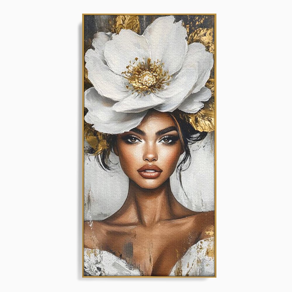 Tablou Canvas Premium, LuxCanva® G1142, Zeita Primaverii Eterne, Regina, Flori, Noblete, Aur, Puritate, Atemporal, Gratie, Aura, Senzualitate, Delicatete, Birou, Living
