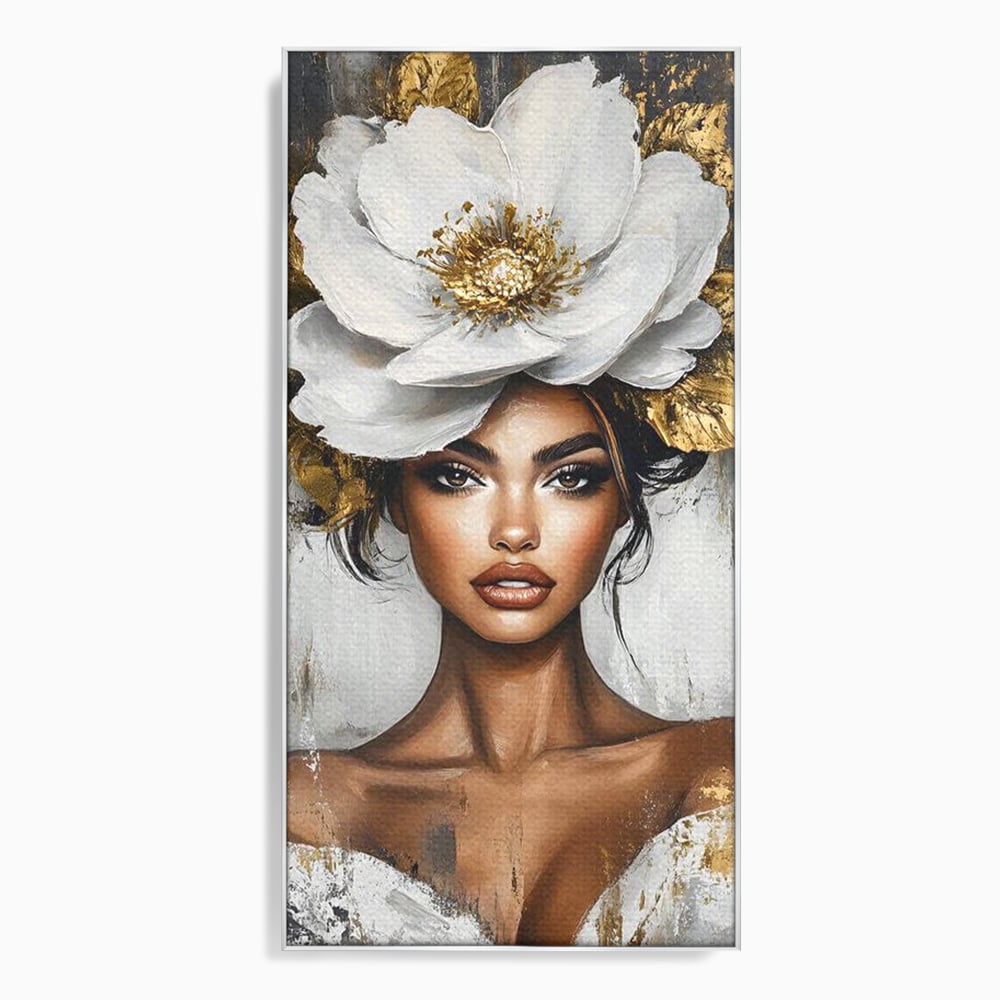 Tablou Canvas Premium, LuxCanva® G1142, Zeita Primaverii Eterne, Regina, Flori, Noblete, Aur, Puritate, Atemporal, Gratie, Aura, Senzualitate, Delicatete, Birou, Living