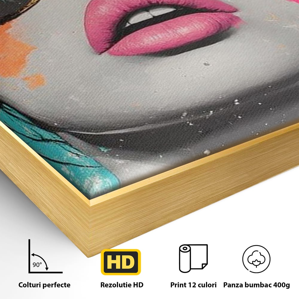 Tablou Canvas Premium, LuxCanva® G1143, Diva Urbana, Pop Art, Street Art, Culori, Ochelari de Soare, Modern, Glam, Club, Distractie, Fashion, Lifestyle, Tinerete, Birou, Living