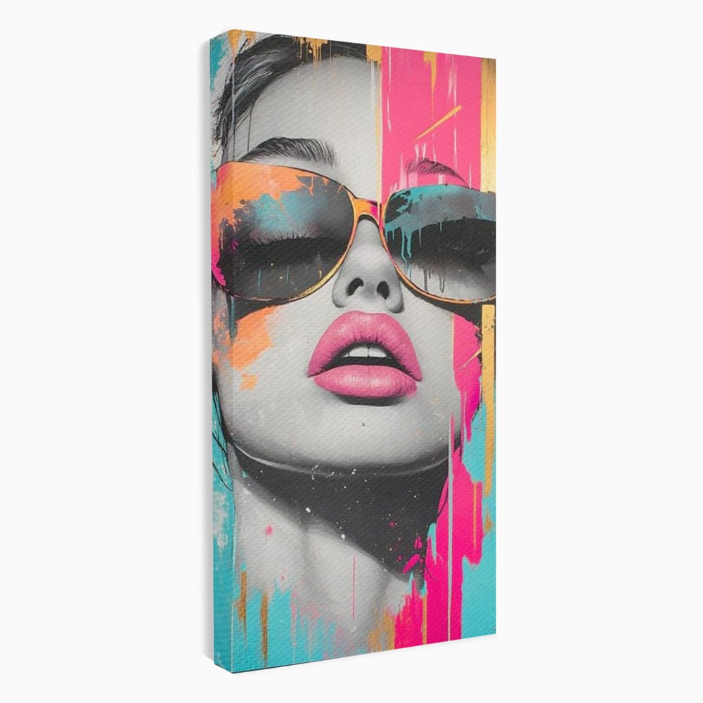 Tablou Canvas Premium, LuxCanva® G1143, Diva Urbana, Pop Art, Street Art, Culori, Ochelari de Soare, Modern, Glam, Club, Distractie, Fashion, Lifestyle, Tinerete, Birou, Living