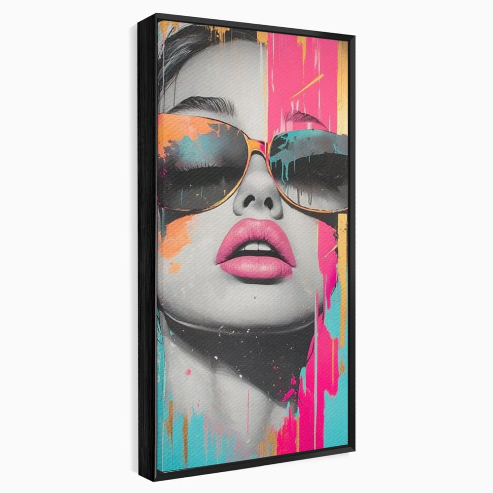 Tablou Canvas Premium, LuxCanva® G1143, Diva Urbana, Pop Art, Street Art, Culori, Ochelari de Soare, Modern, Glam, Club, Distractie, Fashion, Lifestyle, Tinerete, Birou, Living