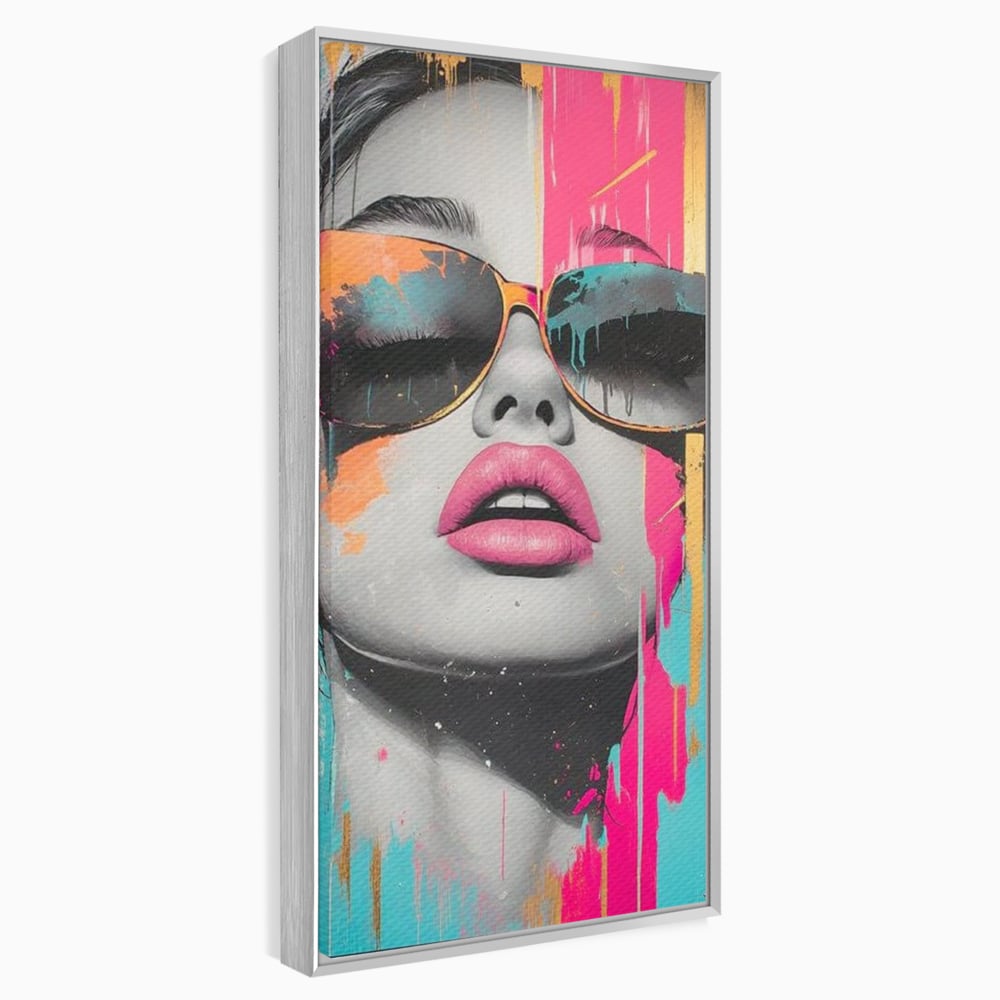 Tablou Canvas Premium, LuxCanva® G1143, Diva Urbana, Pop Art, Street Art, Culori, Ochelari de Soare, Modern, Glam, Club, Distractie, Fashion, Lifestyle, Tinerete, Birou, Living