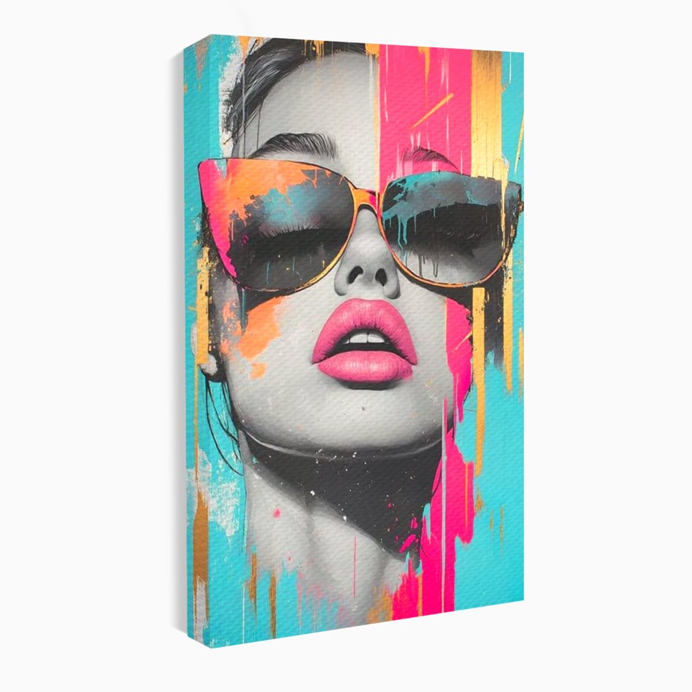 Tablou Canvas Premium, LuxCanva® G1143, Diva Urbana, Pop Art, Street Art, Culori, Ochelari de Soare, Modern, Glam, Club, Distractie, Fashion, Lifestyle, Tinerete, Birou, Living