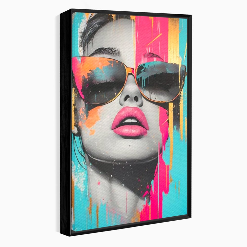 Tablou Canvas Premium, LuxCanva® G1143, Diva Urbana, Pop Art, Street Art, Culori, Ochelari de Soare, Modern, Glam, Club, Distractie, Fashion, Lifestyle, Tinerete, Birou, Living