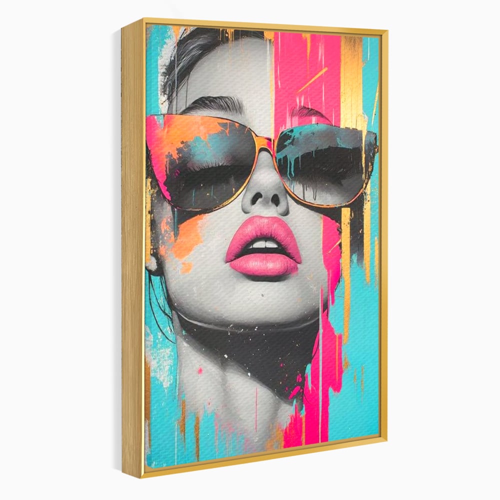 Tablou Canvas Premium, LuxCanva® G1143, Diva Urbana, Pop Art, Street Art, Culori, Ochelari de Soare, Modern, Glam, Club, Distractie, Fashion, Lifestyle, Tinerete, Birou, Living