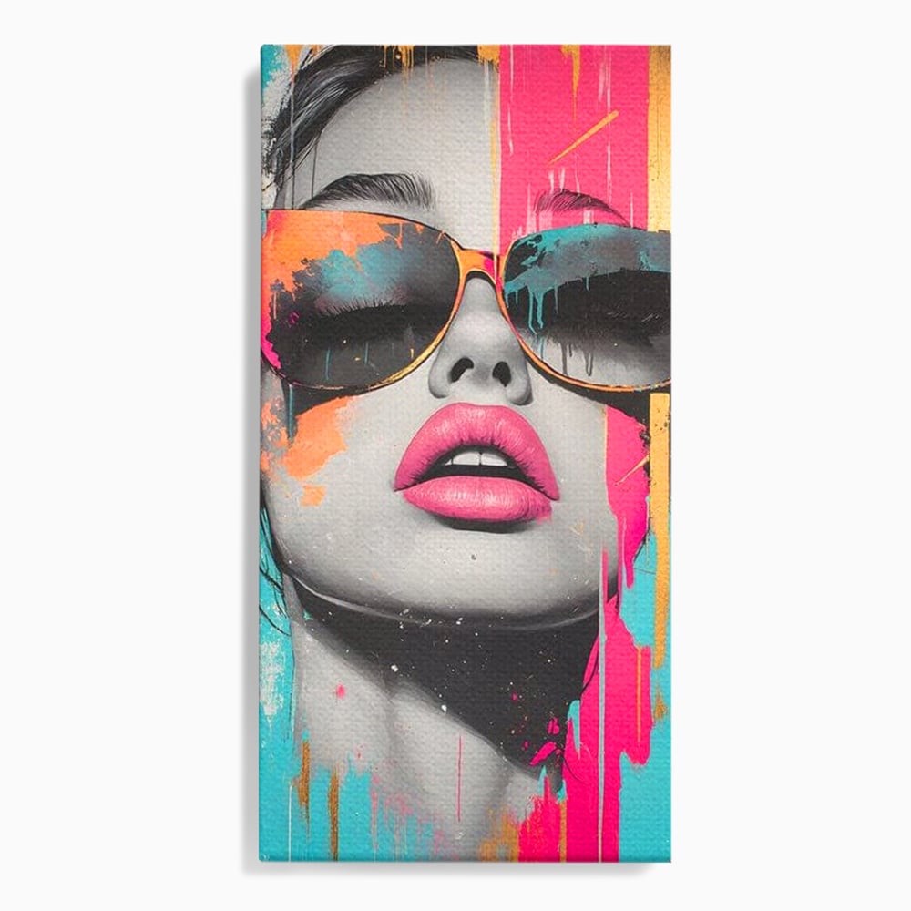 Tablou Canvas Premium, LuxCanva® G1143, Diva Urbana, Pop Art, Street Art, Culori, Ochelari de Soare, Modern, Glam, Club, Distractie, Fashion, Lifestyle, Tinerete, Birou, Living