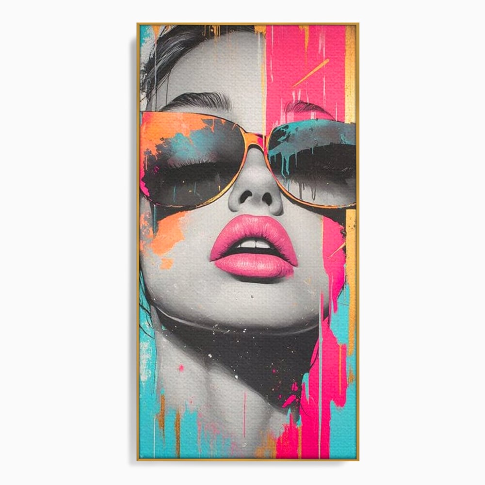 Tablou Canvas Premium, LuxCanva® G1143, Diva Urbana, Pop Art, Street Art, Culori, Ochelari de Soare, Modern, Glam, Club, Distractie, Fashion, Lifestyle, Tinerete, Birou, Living