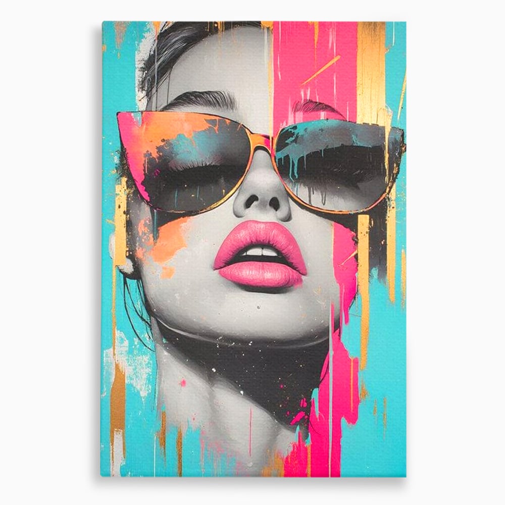 Tablou Canvas Premium, LuxCanva® G1143, Diva Urbana, Pop Art, Street Art, Culori, Ochelari de Soare, Modern, Glam, Club, Distractie, Fashion, Lifestyle, Tinerete, Birou, Living
