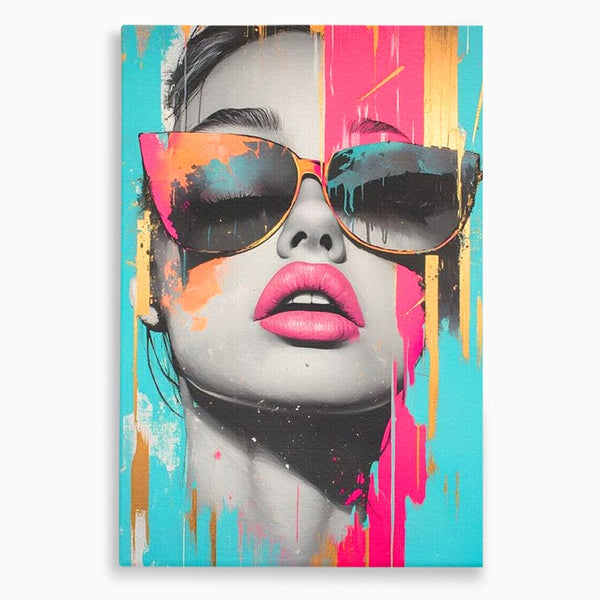 Tablou Canvas Premium, LuxCanva® G1143, Diva Urbana, Pop Art, Street Art, Culori, Ochelari de Soare, Modern, Glam, Club, Distractie, Fashion, Lifestyle, Tinerete, Birou, Living
