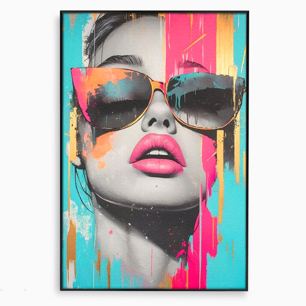 Tablou Canvas Premium, LuxCanva® G1143, Diva Urbana, Pop Art, Street Art, Culori, Ochelari de Soare, Modern, Glam, Club, Distractie, Fashion, Lifestyle, Tinerete, Birou, Living