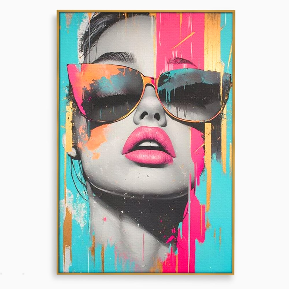 Tablou Canvas Premium, LuxCanva® G1143, Diva Urbana, Pop Art, Street Art, Culori, Ochelari de Soare, Modern, Glam, Club, Distractie, Fashion, Lifestyle, Tinerete, Birou, Living