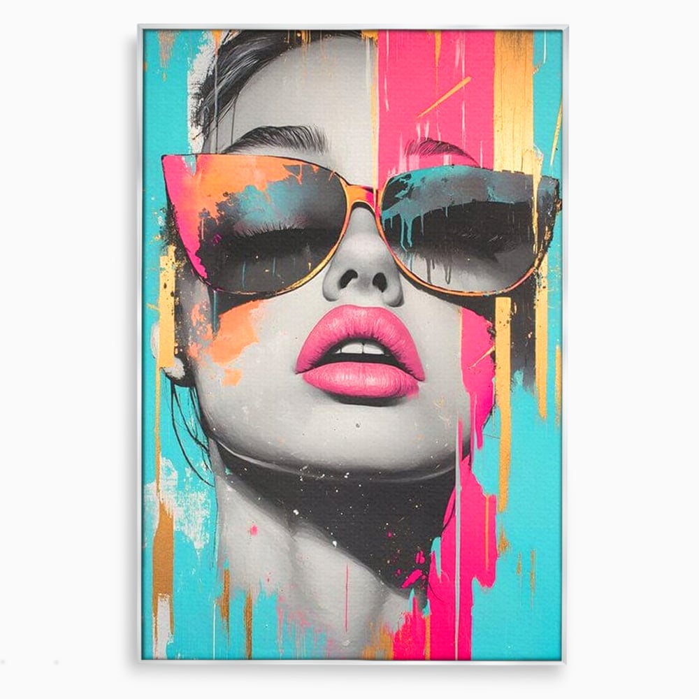 Tablou Canvas Premium, LuxCanva® G1143, Diva Urbana, Pop Art, Street Art, Culori, Ochelari de Soare, Modern, Glam, Club, Distractie, Fashion, Lifestyle, Tinerete, Birou, Living