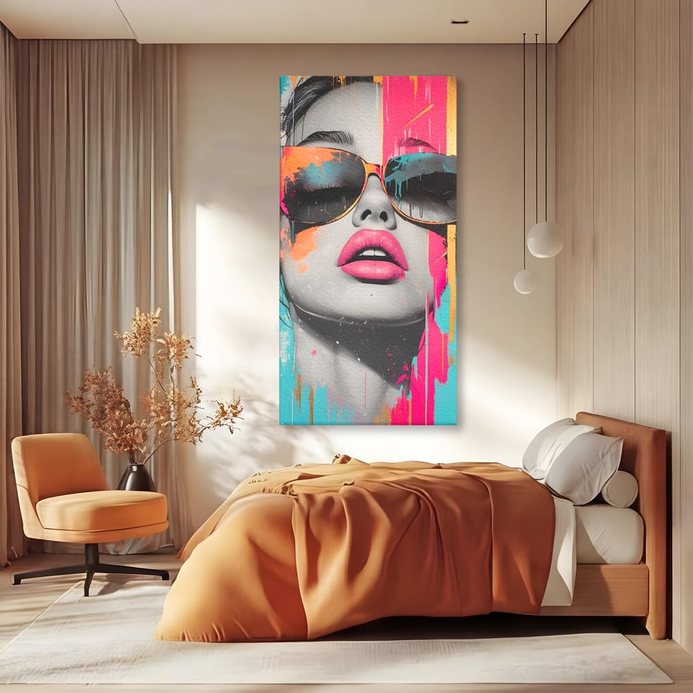 Tablou Canvas Premium, LuxCanva® G1143, Diva Urbana, Pop Art, Street Art, Culori, Ochelari de Soare, Modern, Glam, Club, Distractie, Fashion, Lifestyle, Tinerete, Birou, Living