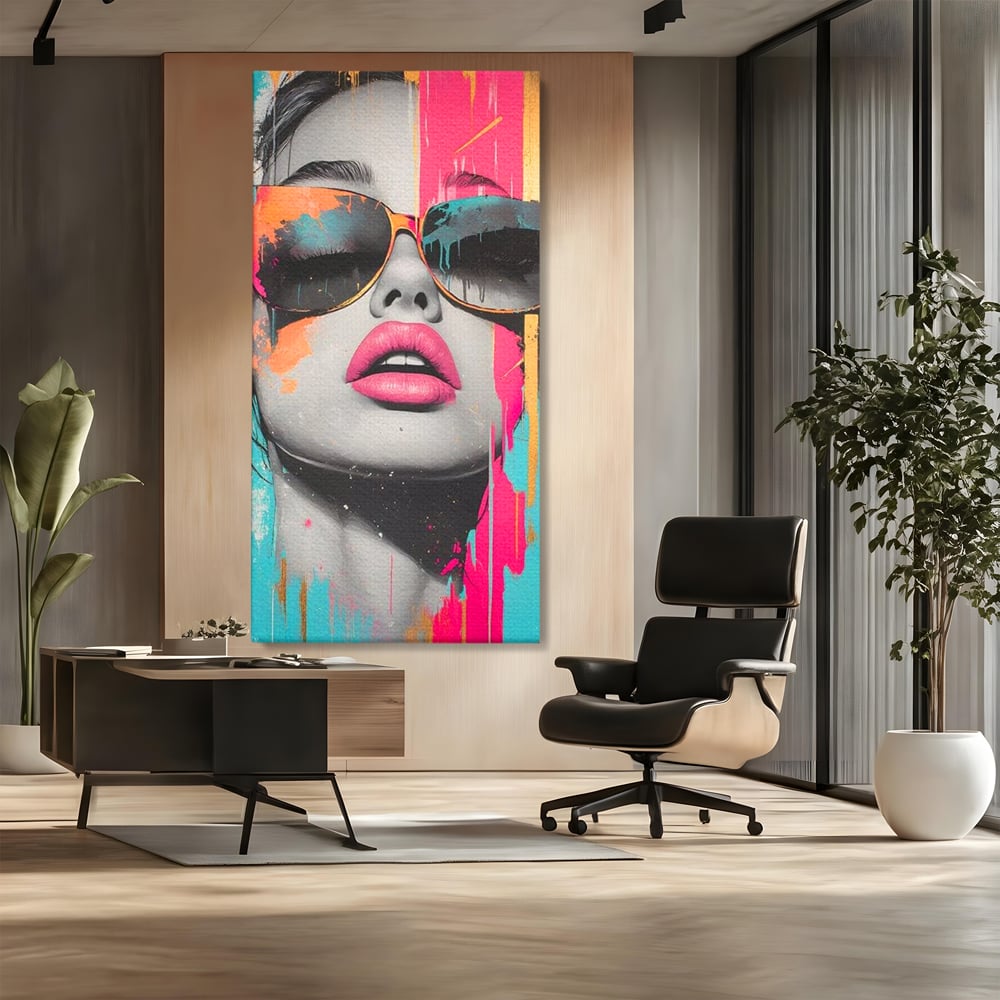 Tablou Canvas Premium, LuxCanva® G1143, Diva Urbana, Pop Art, Street Art, Culori, Ochelari de Soare, Modern, Glam, Club, Distractie, Fashion, Lifestyle, Tinerete, Birou, Living
