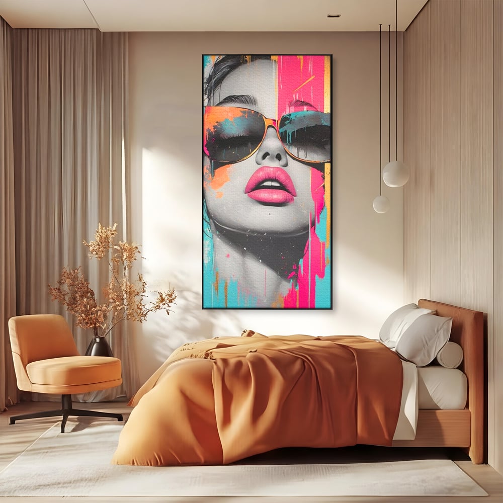 Tablou Canvas Premium, LuxCanva® G1143, Diva Urbana, Pop Art, Street Art, Culori, Ochelari de Soare, Modern, Glam, Club, Distractie, Fashion, Lifestyle, Tinerete, Birou, Living